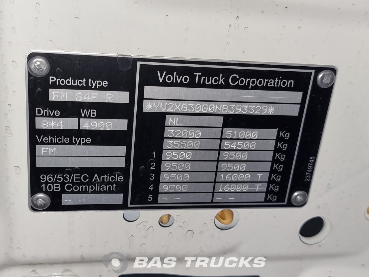 Volvo FMX 460 8X4 NEW! 18m3 Big-Axle Euro 6 - Tipper truck sold by BAS  World B.V. (Ad code: RS725)